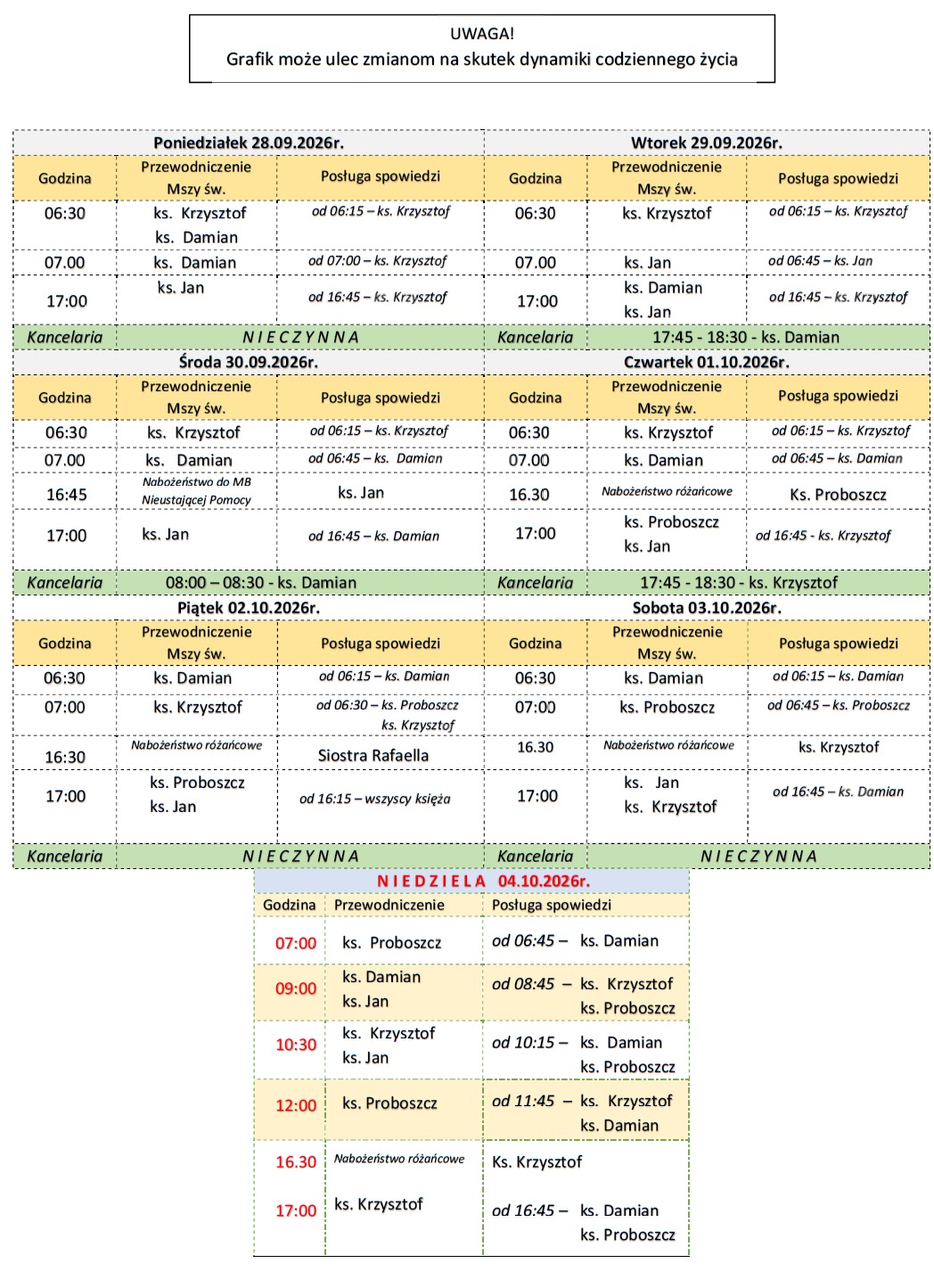 Grafik 28.09. - 04.10.2026